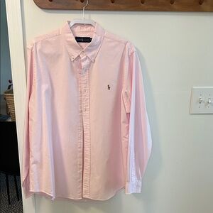 Ralph Lauren Men's Pink Striped Button Down Shirt